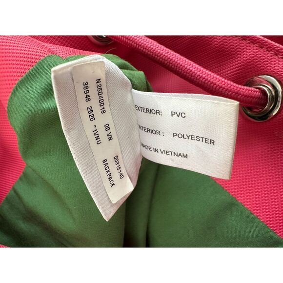 Lacoste Coral Pink PVC Backpack Drawstring Flap Crocodile Logo Y2K 2000s Bag main image 9